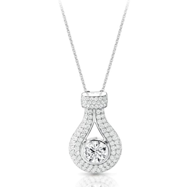 9ct White Gold CZ Pendant-P303W