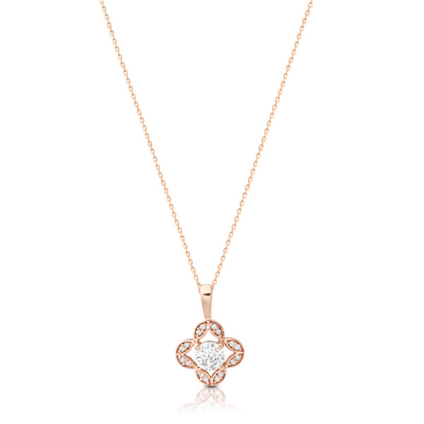 9ct-Rose Gold-CZ-Floral-Pendant-P68R