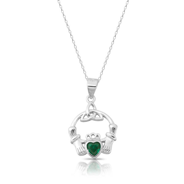 Silver-CZ-Claddagh-Pendant-SP66G