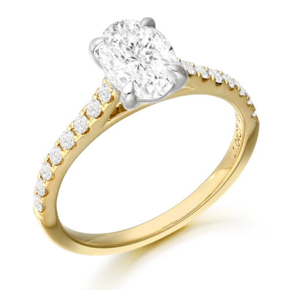 18ct Gold Oval Shape Lab Diamond Engagement Ring-DPL708