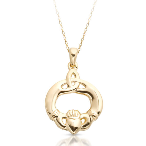 9ct Gold Claddagh Pendant-P052S