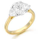 18ct Gold Oval and Half Moon Shape Diamond Engagement Ring-DPL720