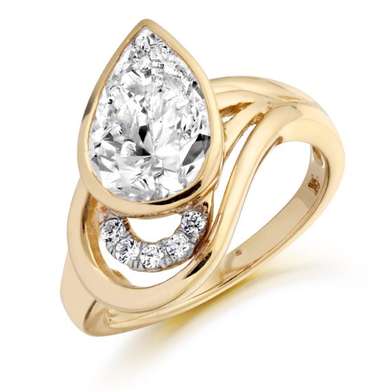 9ct Gold Pearet CZ Ring-R282