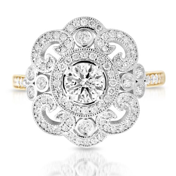 18ct Gold Vintage Style Diamond Engagement Ring-DPL610