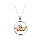 Silver Claddagh Pendant with Rose Gold Plated Motif-SP74