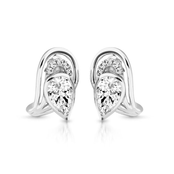 White Gold Pear shape Earrings-E282W